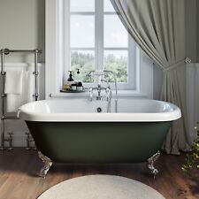 Freestanding Dark Green Double Ended Roll Top Bath with Chro BUN/PRDLG1515/90640
