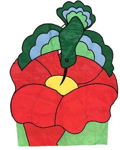 Hummingbird Flag Banner Vtg Colorful Large 30” x36+” Garden Flowers - Picture 1 of 6