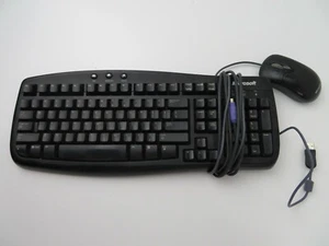 Microsoft Black Wired Basic Keyboard 1.0A with basic Mouse v2.0 - Picture 1 of 6