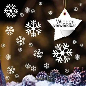 Quadro Finestra Natale 50 pz Adesivo Fiocchi di Neve RIUTILIZZABILE - Foto 1 di 8