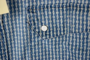 Nuova camicia da lavoro RRL Ralph Lauren blu a scatto uomo M media western vestibilità rilassata - Foto 1 di 6