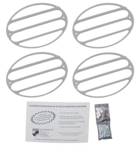 C5 Corvette 4pc Painted Tail Light Cover Grilles - Machine Silver 67 67U WA994L - Bild 1 von 2