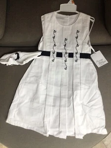 NWT Carriage Boutique Girls SZ 5 Anchor Wht/Navy Sleeveless Dress With Hat - Picture 1 of 4