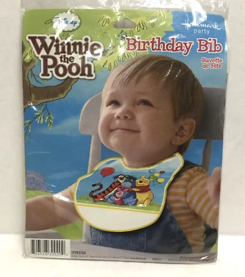 Pooh's Birthday-Winnie the Pooh-Party Supplies-Birthday Bib NIP - Image 1 of 2