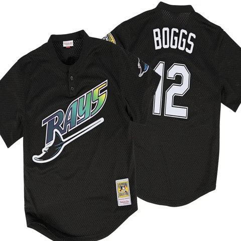 Mitchell & Ness Black MLB Tampa Bay Rays Wade Boggs BP Pullover Jersey, Size M Cover
