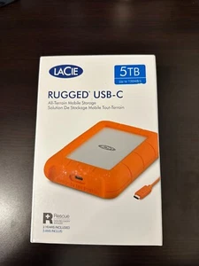 LaCie Rugged 5TB External USB-C USB 3.2 Gen 1 Portable Hard Drive Orange/Silver - Picture 1 of 3