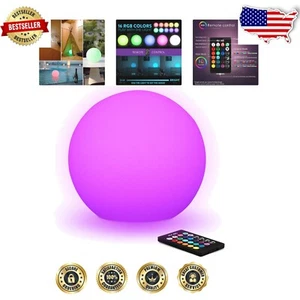 10" Rechargeable Color-Changing LED Globe Lamp with Remote - Fun Decor - Picture 1 of 11