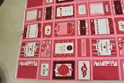 24" x 44", Red & Pink Valentine Blocks Cotton Panel, Moda, Cosmo Cricket, V377 - Image 1 of 4