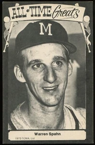 1973-80 TCMA Cartolina Grandi di tutti i tempi - Warren Spahn Milwaukee Braves - Foto 1 di 2