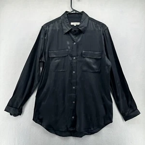 Camisa Top Equipment By Tabitha Simmons Abotonada Negra Para Mujer Talla M Estrellas de Seda - Imagen 1 de 11