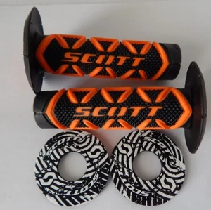 Scott Motorcycle MX Handlebar Grips Diamond Black/Orange/ with Handlebar donuts - Picture 1 of 1