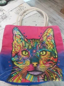 Oversized Canvas Tote Cat 15x17 - Picture 1 of 7