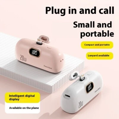 Mini cápsula Power Bank 10000mAh | Bateria portátil de carregamento rápido - Imagem 1 de 4