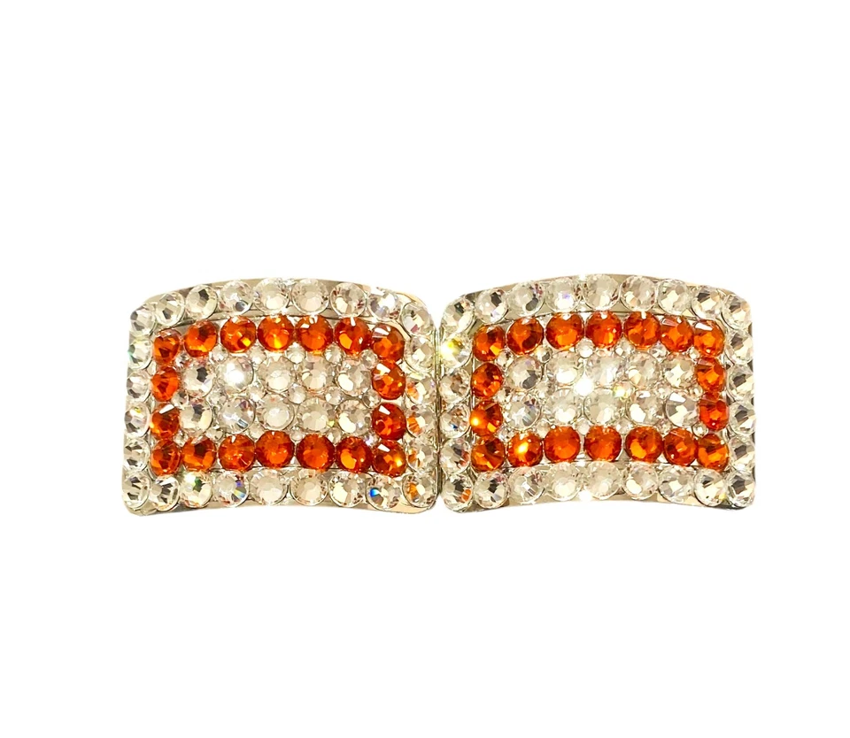 RHINESTONE HQ Irish Dance Heavy Shoe Buckles Sale! Clear and Orange
