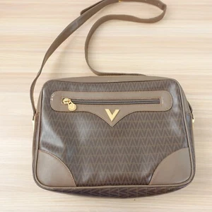 VALENTINO Bag Small Brown Crossbody V Logo Monogram Shoulder Italian PVC Mario - Picture 1 of 24