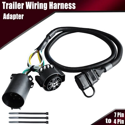 7 Pin to 4 Pin Harness Trailer Extension Wiring Connector Adapter for Trucks - Image 1 of 4