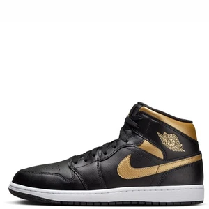 Nike Air Jordan 1 Mid Black Metallic Gold Herren Gr. 10 Neu Sneaker - Bild 1 von 5