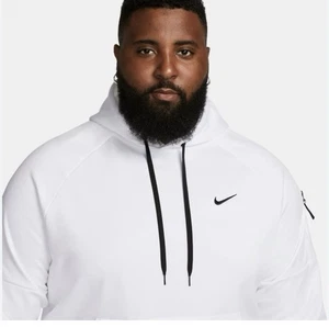 Nike Therma-Fit Pullover Fitness Fleece Hoodie Mens Size 2XL XXL - WHITE ~ NEW! - Picture 1 of 15