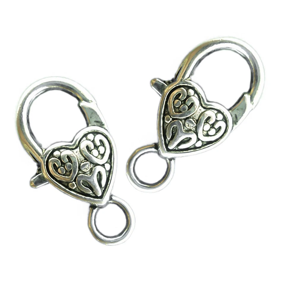 2 Herz Karabiner, antiksilber, 25x12mm (1,44€/1Stk) - Bild 1 von 1
