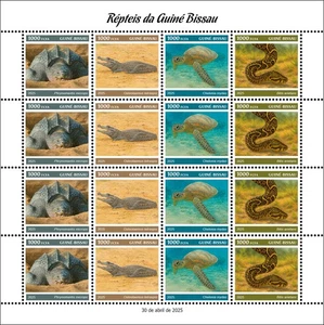 GUINEA BISSAU 2025 MS16V - REPTILES - TURTLE TURTLES SNAKES CROCODILE - Picture 1 of 1