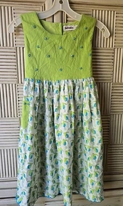 Abito Fabindia bambina verde acqua cotone ricamato pappagallo boho tg 10-12 anni - Foto 1 di 10