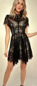Lulu’s Ryse “Katie” Black Lace Mini Dress Sz L - Picture 1 of 14