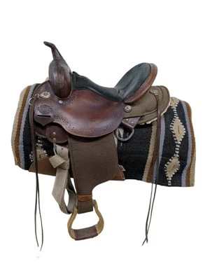 2-1318 Usado 15 Polegadas Círculo Y Cavalo Alto Rosebud Western Trail Sela Extra Larga - Imagem 1 de 4