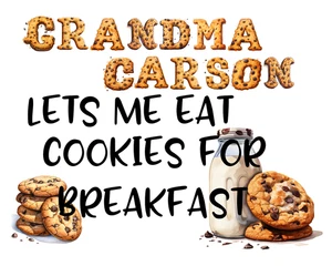 Custom Grandma Kitchen Sign 10x8 | Cookies for Breakfast Print Personalized Gift - Picture 1 of 2
