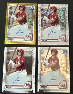 2020 Bowman Draft Chrome JACKSON MILLER Gold /50 Sparkle /71 + 2 Base - Reds - Picture 1 of 2