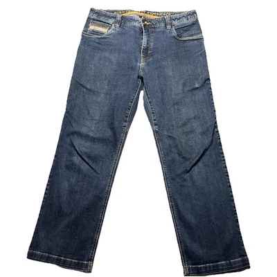 prAna Axiom Jeans Mens (Fits 34x29) Dark Blue Cotton Elastane Baggy Denim EUC - Image 1 of 4