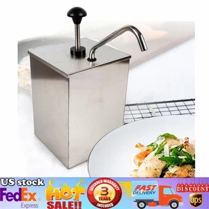 4L Sauce Dispenser Condiment Soy Ketchup Mustard Dispenser Pump Bucket Stainless - Picture 1 of 17