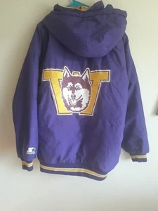 washington state  huskies starter jacket  90,s zipper broken button up only XL - Picture 1 of 17