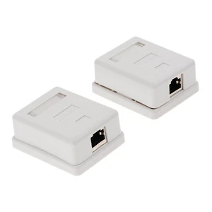 2 X Cat5e Single Port Surface Mount Outlet Box Face Plate Backbox Combo - Photo 1/6