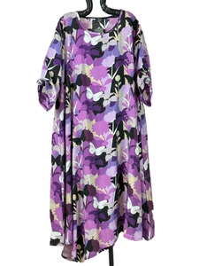 Vestido de viscosa AKH globo PRINT BUTTERFLY lila negro blanco EG 46-56 - Imagen 1 de 5