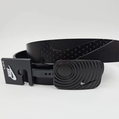 耐克 Air Force 1 皮带黑色人造皮革黑色 Swoosh 标志扣男式 XL 42-44 — 第 1/4 张图片