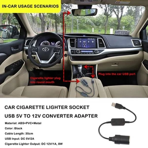 USB A Male to 12V Car Cigarette Lighter Adapter Socket Cable~. Converter T3Q0 - Picture 1 of 9