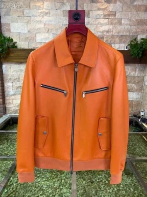 Leather Jacket For men's, Biker Bomber Coat For Him, Men's jacket Herme, New St - Image 1 of 4