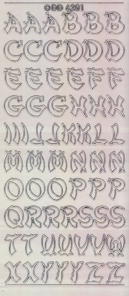 Zier-Sticker-Bogen-Alphabet-ABC-große Schrift-gold, silber,transparent-6201 - Bild 1 von 1