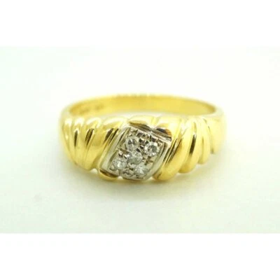  Anillo de diamantes de oro amarillo de 18k con piedras preciosas talla 7,25 joyería Italia Foto 1 de 4