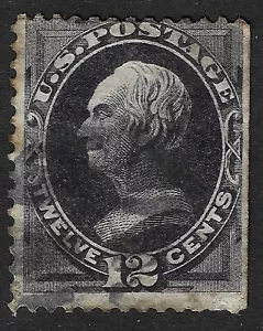 US Scott 162, 1874 Clay, 12c blackish violet, USED - Picture 1 of 1