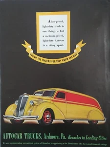 1937 Vintage Autocar Trucks print ad.  A low priced, light duty truck - Picture 1 of 1