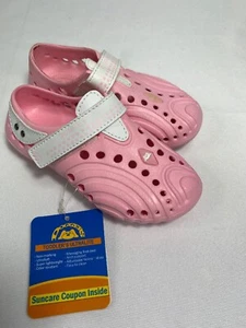 Doggers 9/10 Toddler Baby Girl Pink White Ultralite Adjustabl Slip Kid Shoe Clog - Picture 1 of 4