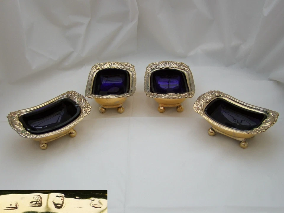 RARE SET of 4 GEORGE III HM STERLING SILVER GILT SALTS 1803 - Image 1 of 1