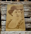 1800s Civil War Era  Woman Hat Old West Outfit Cowgirl CDV Card Photo