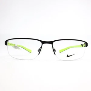 Nike Eyeglasses Frames 8098 015 Black Yellow Rectangular Half Rim 56-16-140 - Picture 1 of 8