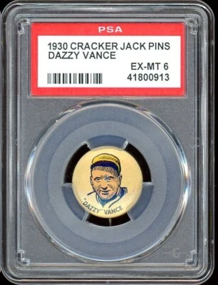 1930 Cracker Jack Pins Baseball Dazzy Vance PSA 6 - Image 1 of 2