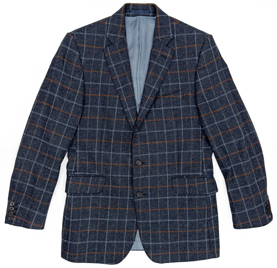 Blazer Abrigo Deportivo Para Hombre THOMAS PINK Lana Azul Cuadros Harris Tweed 2 Botones 42R Foto 1 de 3