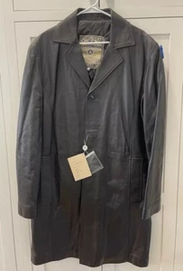Men’s Faux Leather Long Trench Coat Full Length XL Made In Italy, New With Tags - Picture 1 of 16