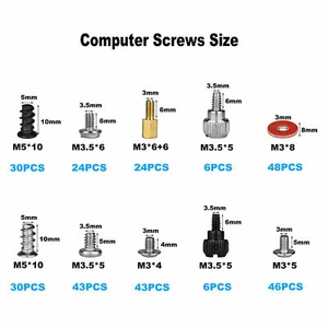 300pcs Computer Screws Standoffs Set Kit for PC Hard Drive Motherboard Case Fan - Afbeelding 1 van 8