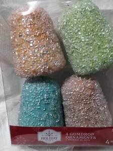 Set 4 SUGARED GUMDROP TREE ORNAMENTS Valentine's Candy Wreath DIY 4" Easter - Picture 1 of 5
